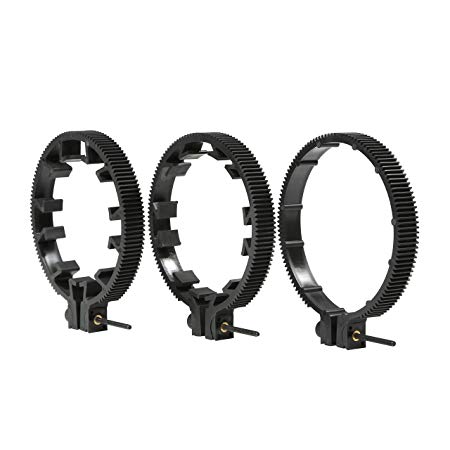 Movo FR3 Adjustable 3-Piece Follow Focus Ring Gear Set - Includes 65mm, 75mm and 85mm Lens Rings (Standard 32 pitch - 0.8 mod)