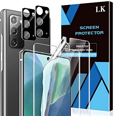 LK [2 Pack] Screen Protector   [2 Pack] Camera Lens Protector for Samsung Galaxy Note 20, [Positioning Tool] [In-Display Fingerprint Support] HD Ultra-Thin, Anti-Scratch, Flexible TPU Film