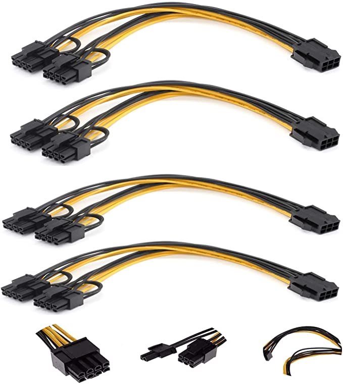 6 pin to 2 x PCIe 8 (6 2) pin Graphics Card,HOINCO PCI-e Express VGA Splitter Power Extension Cable(4Pack) …