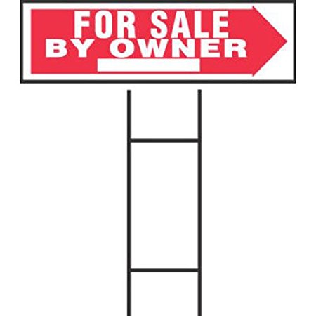 Hy-Ko RS-802 Red & White for Sale By Owner Sign, 10" x 24"