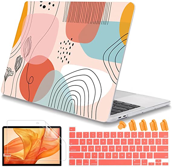 Mektron for MacBook Pro 16 inch A2141 Case 2020 2019 Release with with Retina Display & Touch Bar & Touch ID, Abstract Artistic Plastic Hard Shell Cover Keyboard Skin Screen Film