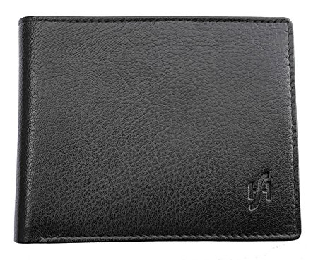 StarHide Mens RFID BLOCKING Wallet High Quality Soft Real Leather With ID Window & Coin Pocket Tri-fold Wallet With Gift Box - 1216 (Black Green)