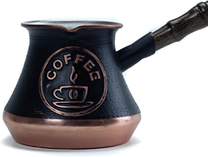 HandCraftoria 2 Cup (7.1 Fl oz) Handmade Armenian Coffee Pot Maker Copper Jazva Ararat Turkish Arabic Greek Cezve Jezve Ibrik Turka Jazzve Jazve Wooden Handle