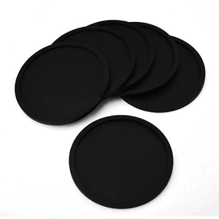 eBoot Silicone Drink Coasters Cup Mat Cup Covers, Set of 6, Black