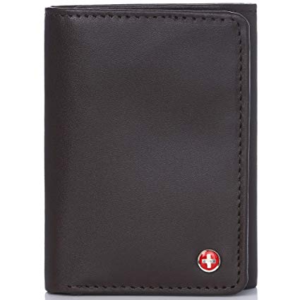 Alpine Swiss RFID Mens Wallet Deluxe Capacity Trifold With Divided Bill Section