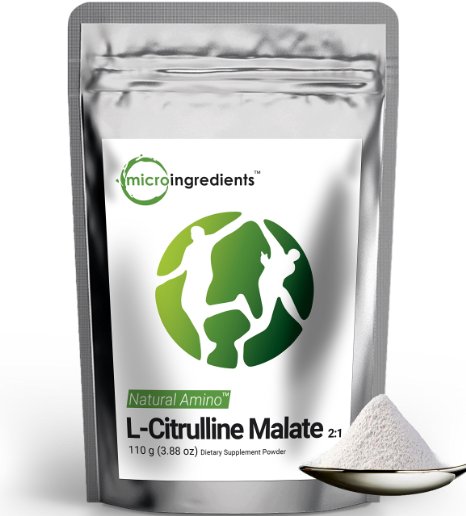 Micro Ingredients Fermented L-Citrulline DL-Malate 2:1 Powder, 110g, 37 Servings | Vegan, Vegetarian | Post-WorkOut | Promote Nitric Oxide | Improve Muscle Recover