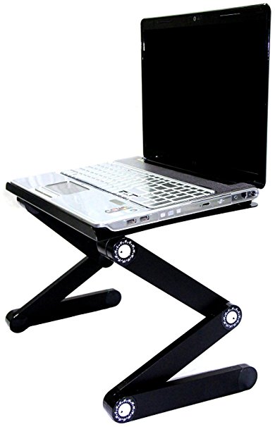SOJITEK Black Adjustable Folding Ventilated Laptop Notebook Tablets PC iPad Table up to 17" / Portable Bed Tray Book Stand