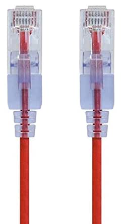 Monoprice Cat6A 3ft Red 10-Pk Patch Cable UTP 30AWG 10G Pure Bare Copper Snagless RJ45 SlimRun Series Ethernet Cable