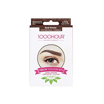 1000 Hour Brow Color Kit Dark Brown - Long Lasting Temporary Color - Lasts Up To 6 Weeks - 12 Applications - Gentle Plant Extract Formula - Professional Formula