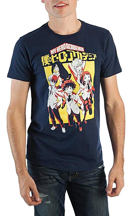 Bioworld My Hero Academia Shirt Men's MHA Characters Navy T-Shirt