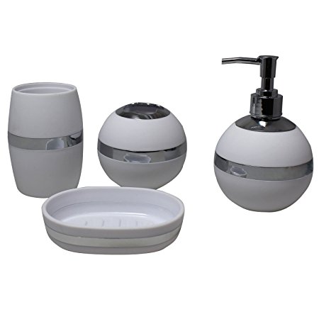 JustNile Stylish 4-Piece Bathroom Accessory Set - White