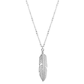 Dongtu Women Jewelry Feather Pendant Chain Necklace Long Sweater Chain Statement Jewelry Jewelry Sets