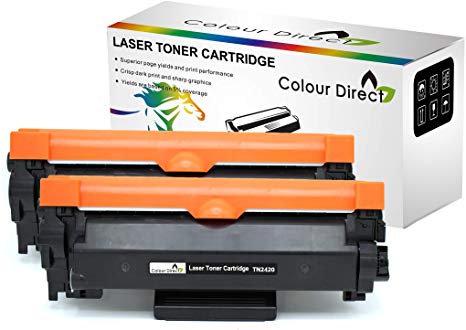 Colour Direct - 2 x Black Compatible Toner Cartridge Replacement For Brother TN2420 TN-2420 - DCP-L2510D, DCP-L2530DW, HL-L2310D, HL-L2350DW, HL-L2370DN, HL-L2370DW, HL-L2370DWXL (With Chip)