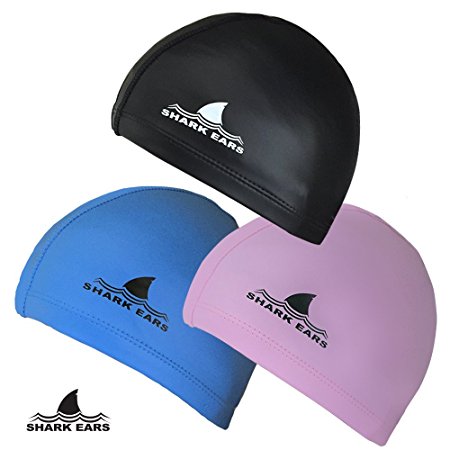 Shark Ears Premium Lycra Swim Cap for Men Women and Child Swimmers