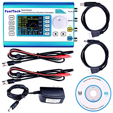 kuman 20MHz High Precision DDS Function/Arbitrary Waveform Generator with 2.4'' TFT Digital Dual-channel 200MSa/s ,100MHz Frequency Meter Signal Generator FY2300