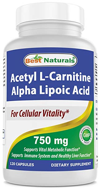 Best Naturals Acetyl L-Carnitine and Alpha Lipoic Acid 750 mg 120 Capsules