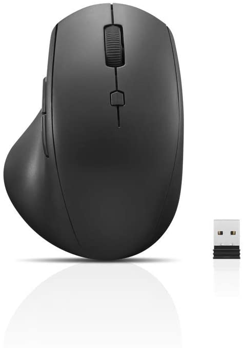 Lenovo 600 Wireless Media Mouse, 3 Adjustable DPI Levels, 2-Speed Scroll Wheel, Volume Buttons, Ergonomic Design, Red Optical Sensor, 12-Month Battery, GY50U89282