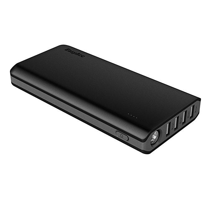 EasyAcc 20000mAh Power Bank(4A Input 4.8A Smart Output)External Battery Charger Portable Charger for Android Phone Samsung HTC Smartphones Tablets - Black and Gray