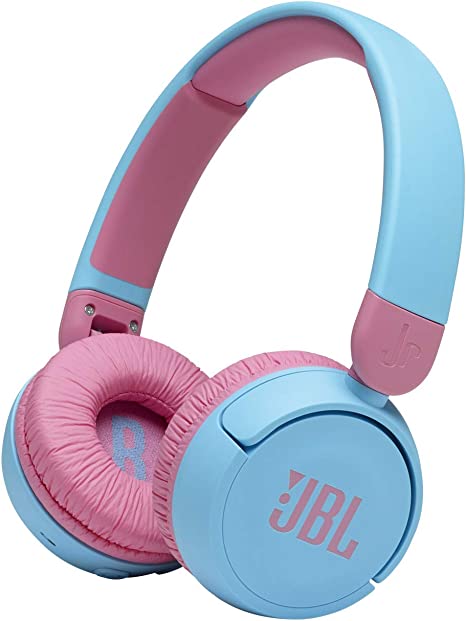 JBL Jr 310BT - Children's over-ear headphones with Bluetooth and built-in microphone, in blue and pink