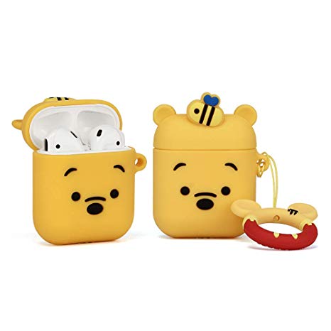 ZAHIUS Airpods Silicone Case Cool Cover Compatible for Apple Airpods 1&2 [Cartoon Series][Designed for Kids Girl and Boys](Winnie Bear)