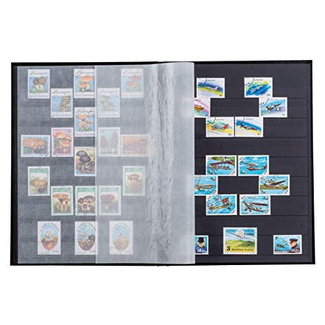 Stamp Album Stockbook by Lighthouse 32-Black Page Stamp Stock book LS2/16 Blue (Size: 6 1/2" x 9")