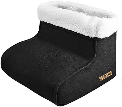 Voche® Luxury Electric Heated Foot Warmer and Massager with Removable Soft Fleece Lining - Black