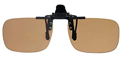 Polarized Clip-On Sunglasses, Free Yellow Neck Cord, Glare Blocking Brown Lens, CE Marked