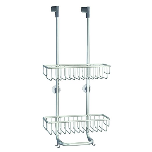 InterDesign Metro Rustproof Aluminum Shower Caddy – Bathroom Storage Shelves for Shampoo, Conditioner and Soap, Silver/Gray