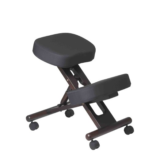 Work Smart Ergonomically Designed Knee Chair with Casters, Memory Foam and Espresso Finished Wood