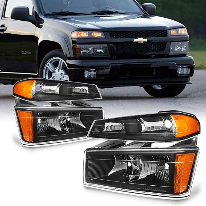 For Chevy Colorado/Canyon Black Headlights   Parking Lights Replacement Driver   Passenger Side Pair