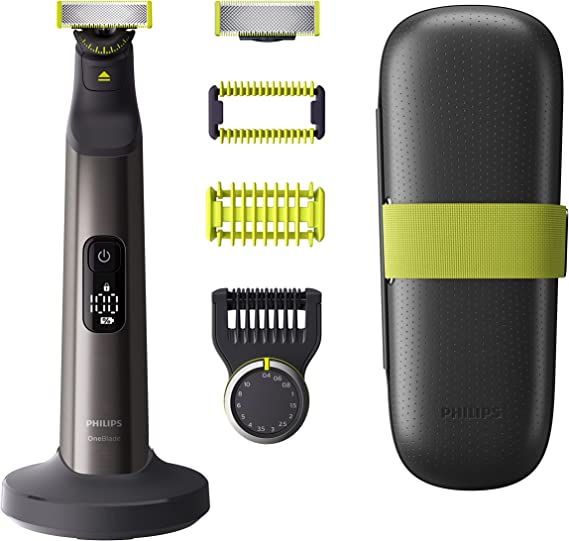 Philips OneBlade Pro 360 Face Plus Body - Electric Beard Trimmer, Shaver and Razor, with 14-Length Comb and Click-On Skin Guard, Body Comb and Travel Case (Model QP6651/30)