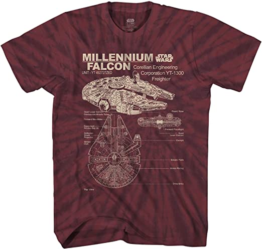 STAR WARS Men's Millennium Falcon Detailed Drawing T-Shirt