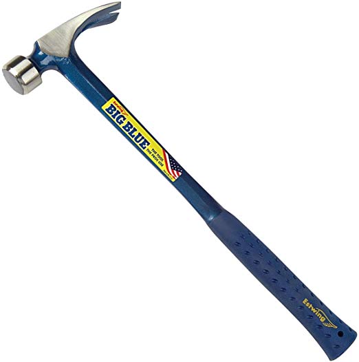 Estwing BIG BLUE Framing Hammer - 25 oz Straight Rip Claw with Forged Steel Construction & Shock Reduction Grip - E3-25SM