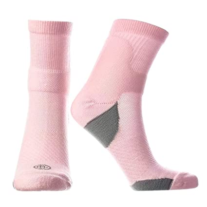 Doctor's Choice Compression Low Calf Crew Socks, Plantar Fasciitis, Achilles Tendonitis & Arch Support For Men & Women, 1 Pair, Pink/Medium