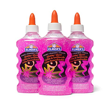 Elmer's Liquid Glitter Glue, Washable, Pink, 6 Ounces, 3 Count - Great for Making Slime