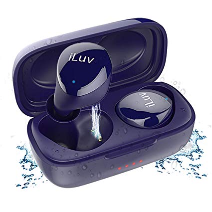 iLuv TB100 True Wireless Cordless in-Ear Bluetooth 5.0 Earbuds with Hands-Free Call Microphone, IPX6 Waterproof Protection, Deep Bass, High-Fidelity Sound; Includes Compact Charging Case & 3 Ear Tips