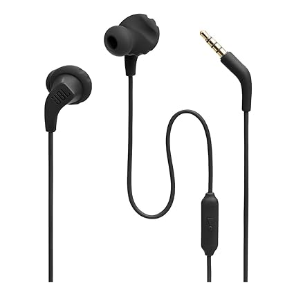 JBL Endurance Run 2 Wired - Waterproof Sport in-Ear Headphones (Black), Small