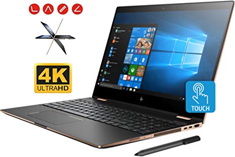 HP Spectre x360 15t Convertible 2-in-1 Laptop (Intel 8th Gen i7-8705G 3.1 GHz, 32GB RAM, 256GB PCIe SSD, 15.6" UHD 4K Touch 3840x2160, Radeon RX Vega, Fingerprint, TPM, Thunderbolt, HP Pen, Win10 Pro)