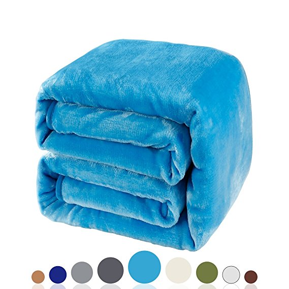 Balichun Luxury 330 GSM Fleece Blanket Super Soft Warm Fuzzy Lightweight Bed or Couch Blanket Twin/Queen/King Size(Travel ,Lake Blue)