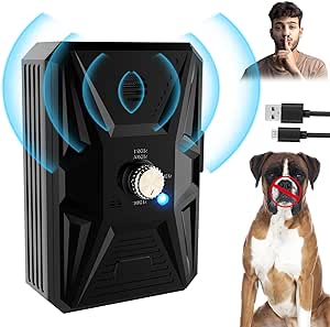 Bubbacare Anti-aboiement à ultrasons pour chiens, 3 niveaux, automatique, anti-aboiement, avec 33 m, rechargeable et étanche, appareil anti-aboiement pour chiens de grande taille et extérieur