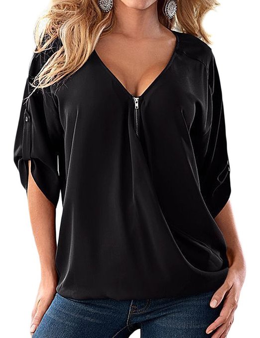 Womens Summer Tops Casual Short Sleeve Sexy V Neck T Shirts Blouse