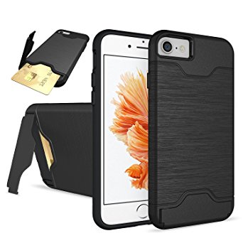 iPhone 7 and iPhone 7 Plus Case Cum Wallet – Hidden Credit Card or Money Slot – Kickstand for Perfect Viewing Angle (Black, iPhone 7)