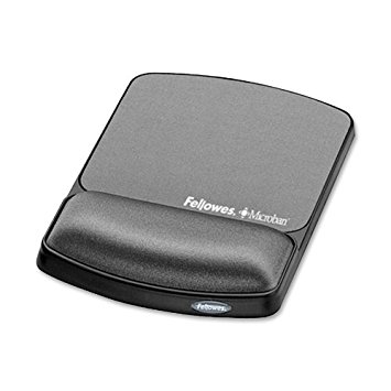 Fellowes Gel Wrist Rest & Mouse Pad with Microban, Black (9175101)