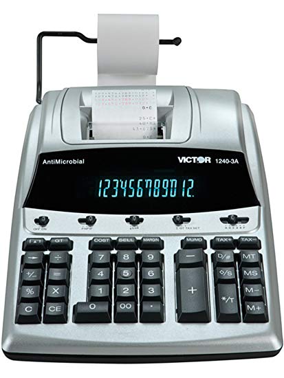 Victor 1240-3A 12 Digit Heavy Duty Commercial Printing Calculator with Built-In AntiMicrobial Protection