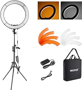 NEEWER 18" Ring Light with Stand, 55W 5600K Large LED Ringlight with Cold Shoe and Phone Holder for Smartphone Camera Photography, Live Stream, Selfie, Makeup, Studio Photo Video Recording, RL-18