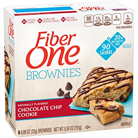 Fiber One 90 Calorie Chocolate Chip Cookie Brownies 6 count Net Wt. 5.34 ounce