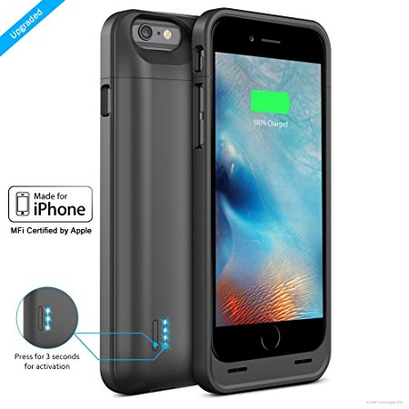 ZAAP®(USA) ACTIV iPhone 6/6S Battery Case/Charging case [MFi Certified by APPLE] 3100 mAh Slim power bank, Award Winning Design(USA)-Black