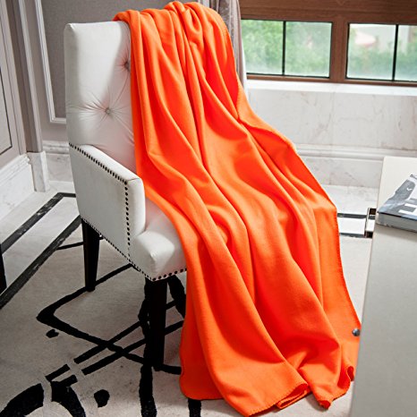 NordECO Fleece Soft Cozy Plus Throw Blanket, 215GSM Orange, 60"x 80"