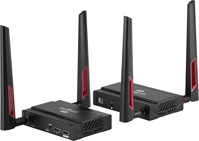 gofanco 5G Wireless HDMI Extender Kit – Up to 656ft (200m) at 1080p, Supports Up to 4 Receivers, Dual Antenna, Long Range, 5GHz Frequency, Loopout, IR Extension, 2ch PCM Audio (HDwireless1x4)