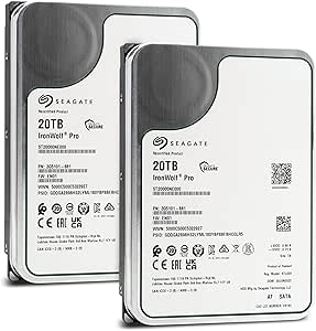 Seagate IronWolf Pro 20TB SATA III 3.5" Internal NAS Hard Drive, 7200 RPM, 2-Pack (Renewed)